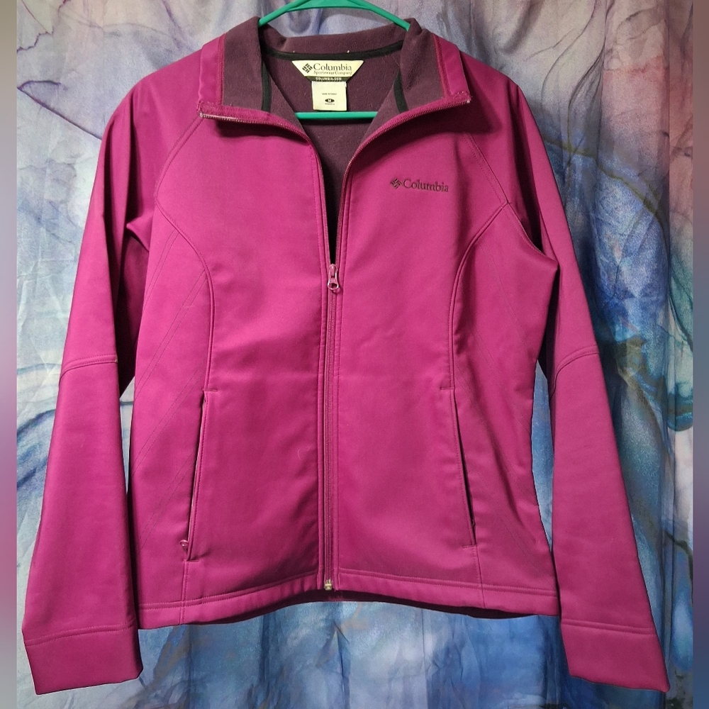 Columbia Softshell Magenta Fuchsia Full-Zip Fleece-Lined Jacket  M